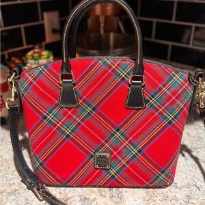 Dooney & Bourke Red and Black Plaid Satchel Tartan Plaid Like New Purse